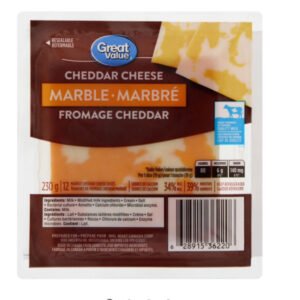 Great Value Marble Cheddar Cheese Slices, 230 g, 12 Slices