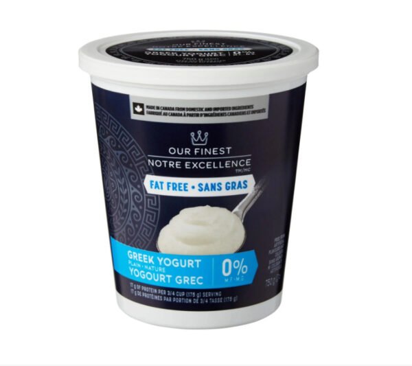Our FinestTM 0% M.F. Plain Greek Yogurt, 750 g