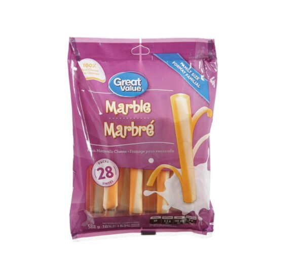 Great Value Marbled Stringable Pizza Mozzarella Cheese, Family Size, 28 Pack