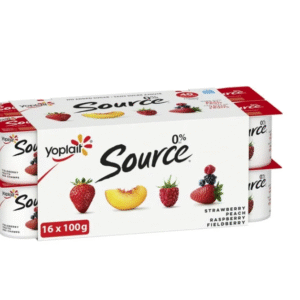 Yoplait Source 0% Smooth Traditional Yogurt Cups Variety Pack, No Added Sugar, 100 g, 16 ct, 16 x 100 g