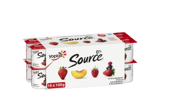 Yoplait Source 0% Smooth Traditional Yogurt Cups Variety Pack, No Added Sugar, 100 g, 16 ct, 16 x 100 g