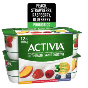 Activia Probiotic Yogurt, Strawberry/Blueberry/Raspberry/Peach, 12 x 100 g