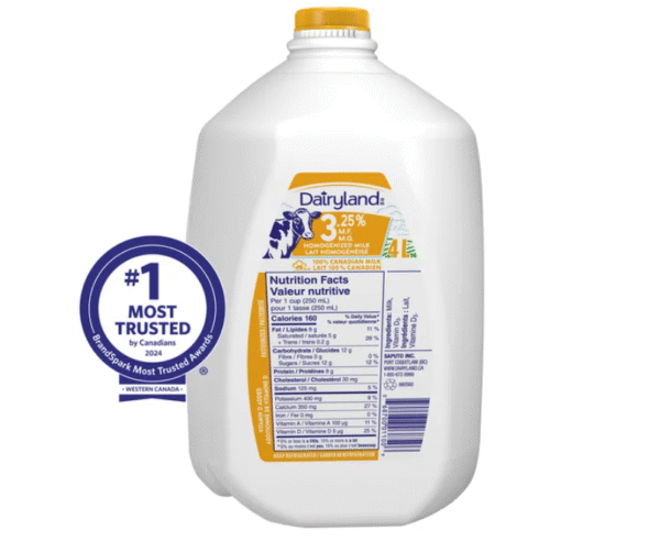 Dairyland 3.25% Homogenized Milk, 4L