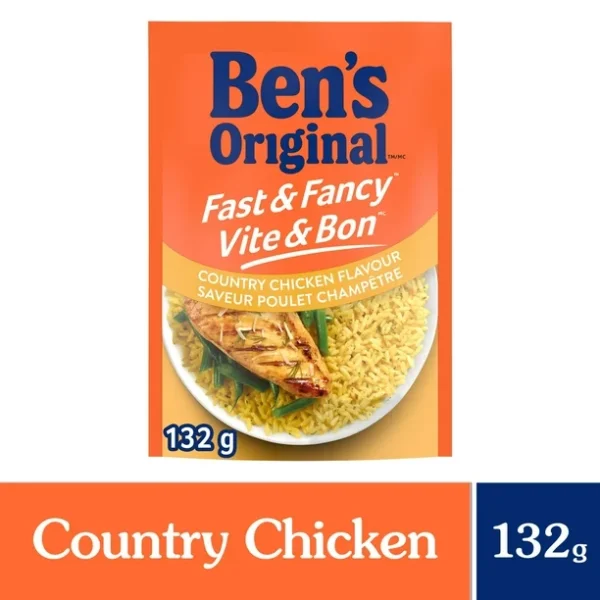 BEN'S ORIGINAL FAST & FANCY Country Chicken Flavour Rice, 132g Pouch, Perfect Every Time™