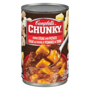 Campbell's® Chunky® Pepper Steak and Potato Ready to Serve Soup, Shelf Stable, Savory steak packed with hearty potatoes.