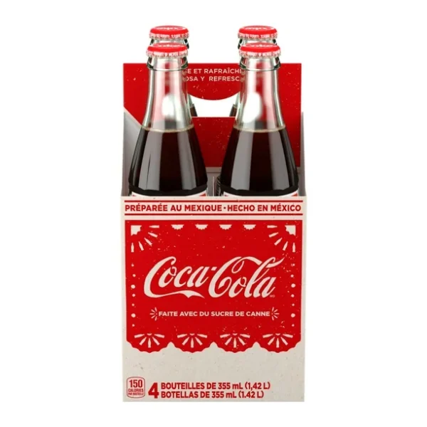 Coca-Cola Mexican Glass Bottles, 355 mL, 4 Pack, 4 x 355