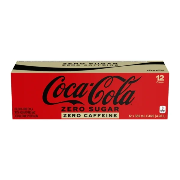 Coca-Cola Zero Sugar Zero Caffeine Fridge Pack Cans, 355 mL, 12 Pack, 12 x 355mL