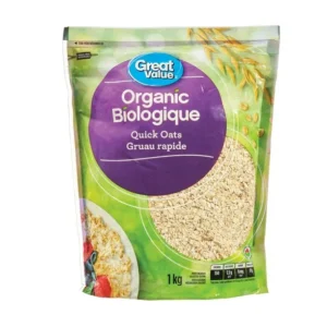 Great Value Organic Quick Oats, 100% Whole Grain Organic Rolled Oats