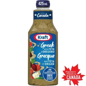 Kraft Greek with Feta and Oregano Salad Dressing, 425 ml Bottle, KR GREEK FETA & OREGANO DRE 425