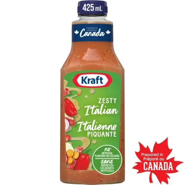 Kraft Zesty Italian Salad Dressing, 425 ml Bottle, KRAFT ZESTY ITALIAN DRESSING 425