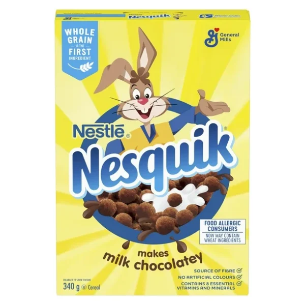 Nesquik Chocolate Breakfast Cereal, Whole Grains and Fibre, 340 g, 340 g