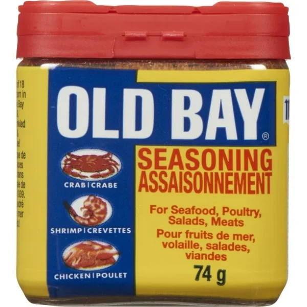 Old Bay Seasoning for Seafood Poultry Salads Meats, Original Blend, Plastic Can, 74g