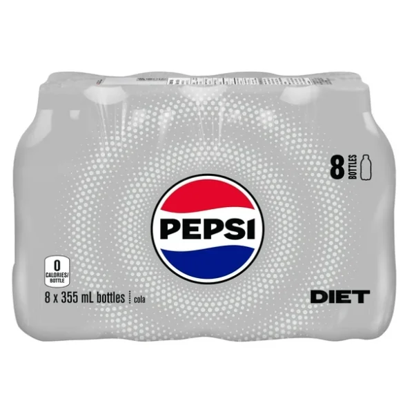 Pepsi Diet Cola 8 x 355 mL, Bottles, 8x355mL