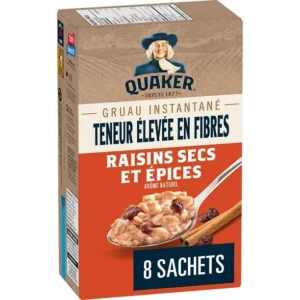 Quaker High Fibre Raisins & Spice Instant Oatmeal, 344g
