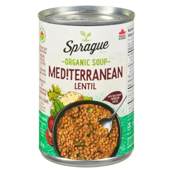 Sprague Organic Mediterranean Lentil Soup, 398ml Reheat and Serve