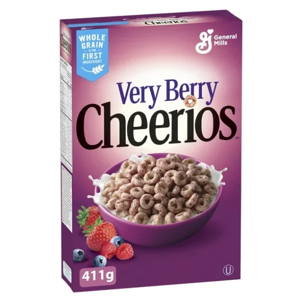 Very Berry Cheerios Breakfast Cereal, Whole Grains, 411g