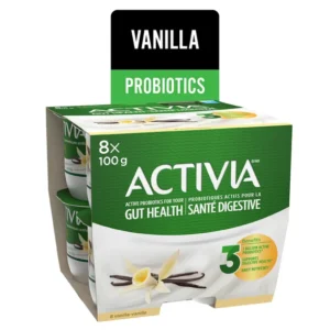 Activia Probiotic Yogurt, Vanilla, 8 x 100 g