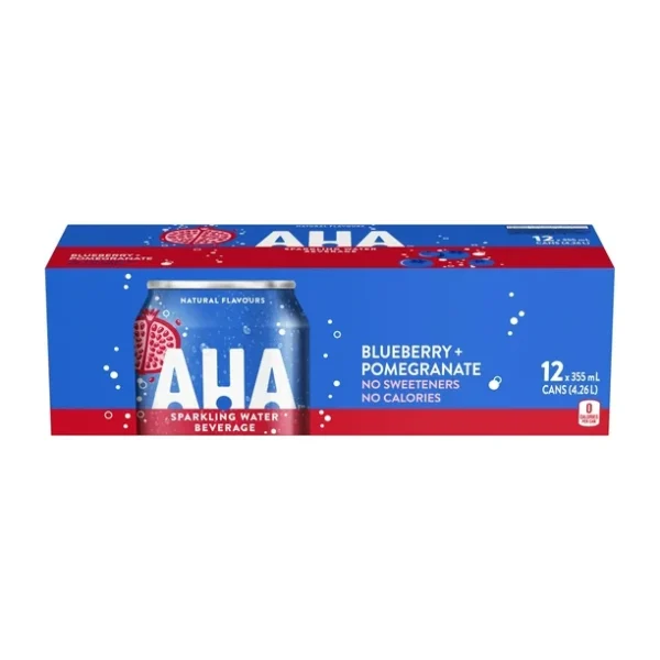 Aha Blueberry Pomegranate Fridge Pack Cans, 355 mL, 12 Pack, 12 x 355 mL