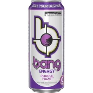 BANG ENERGY PURPLE HAZE, With 0 calories and 0 sugar, we never sacrifice the result you expect for the great taste you deserve. When life puts you to the test, don't settle for second best. Grab a Bang Energy and Fuel Your Destiny.