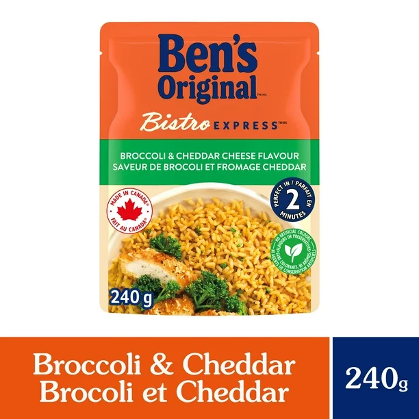 BEN'S ORIGINAL BISTRO EXPRESS Broccoli & Cheddar Rice Side Dish, 240g Pouch, Perfect Every Time™