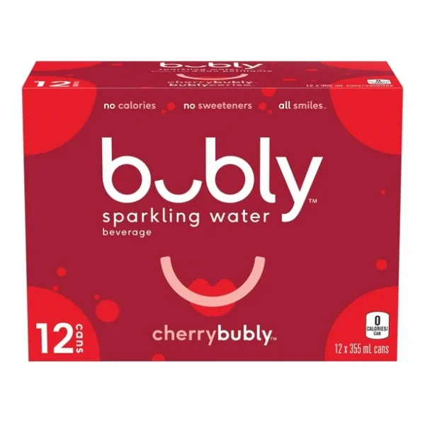 Bubly Cherry Sparkling Water 12 x355 mL, Cans, 12x355mL