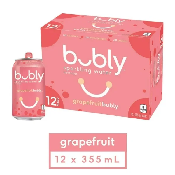 Bubly Grapefruit Sparkling Water 12 x355 mL,Cans, 12x355mL