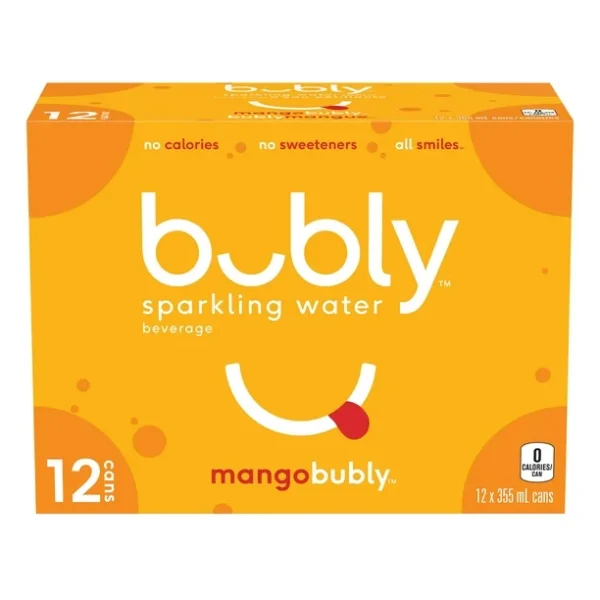 Bubly Mango Sparkling Water 12 x 355 mL, Cans, 12x355mL