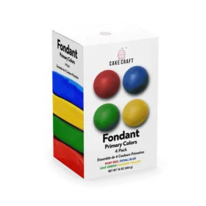 Cake Craft Rolled Fondant 4-Pack – Primary Colors (Red, Blue, Yellow, Green), 4 x 4oz, Vanilla Flavored, Easy to Shape & Roll for Cake Decorating, Cake Craft Rolled Fondant 4-Pack