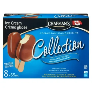Chapman's Canadian Collection Vanilla & Milk Chocolate Ice Cream Bars in a Carton, 8 x 55mL