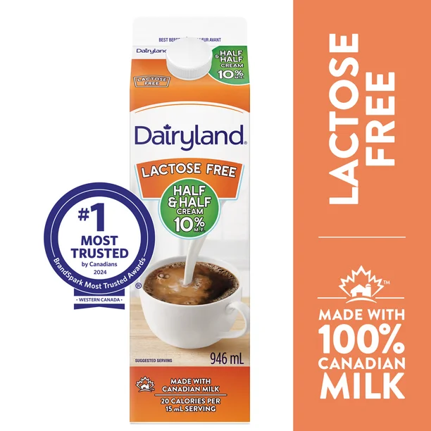 Dairyland 10% Lactose Free Half & Half Cream, 946 mL