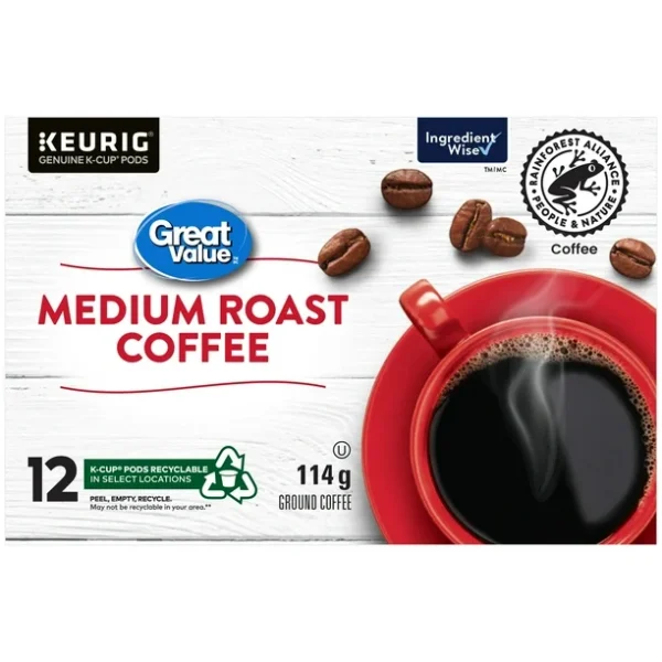 Great Value Medium Roast Coffee, 12 x 114 g