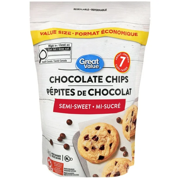 Great Value Semi-Sweet Chocolate Chips, 1 kg
