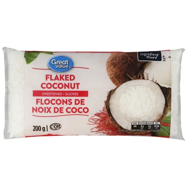 Great Value Sweetened Flaked Coconut, 200 g