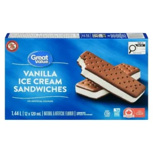 Great Value Vanilla Ice Cream Sandwiches in a Box, 12 x 120mL
