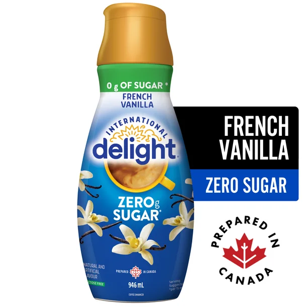 International Delight Reduced Sugar French Vanilla Coffee Creamer, 946 mL, 946ml Coffee Whitener