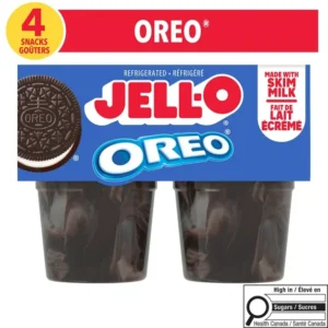Jell-O Oreo Ready-to-Eat Refrigerated Pudding Cups Snack, 4 Ct Cups, Casein-Free, 4 Cups x 113g