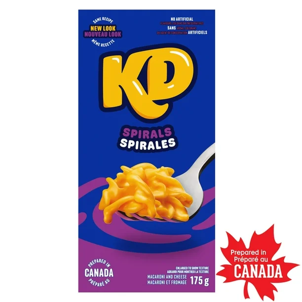 Kraft Dinner Macaroni & Cheese Spirals, Shelf-Stable, 175g