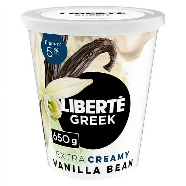 Liberté Greek 5% Extra Creamy Yogurt, Vanilla Bean, High Protein, 650 g, 650 g