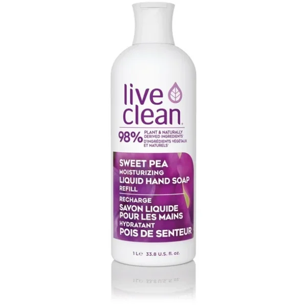 Live Clean Sweet Pea Moisturizing Liquid Hand Soap Refill, 1 L