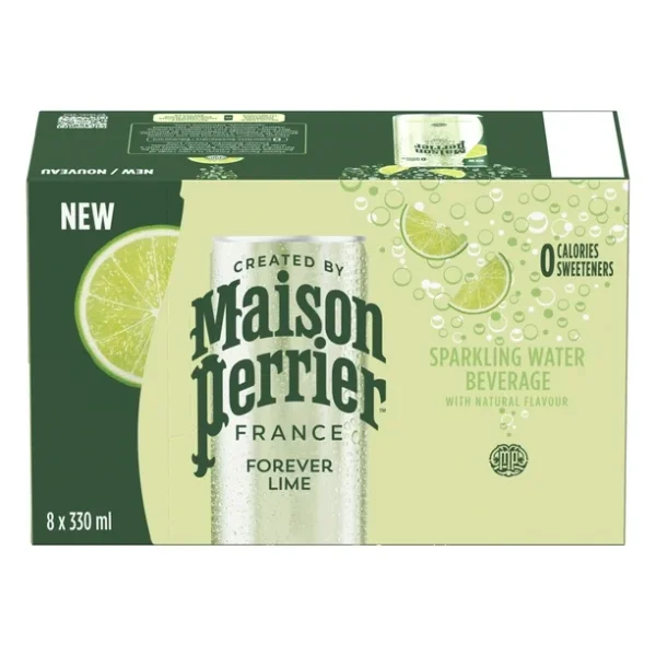 Maison Perrier Forever Lime, Sparkling Water Beverage, Natural Lime Flavour, No Calories, No Sweeteners, No Sodium, Sourced & Bottled In France, 2.6 L