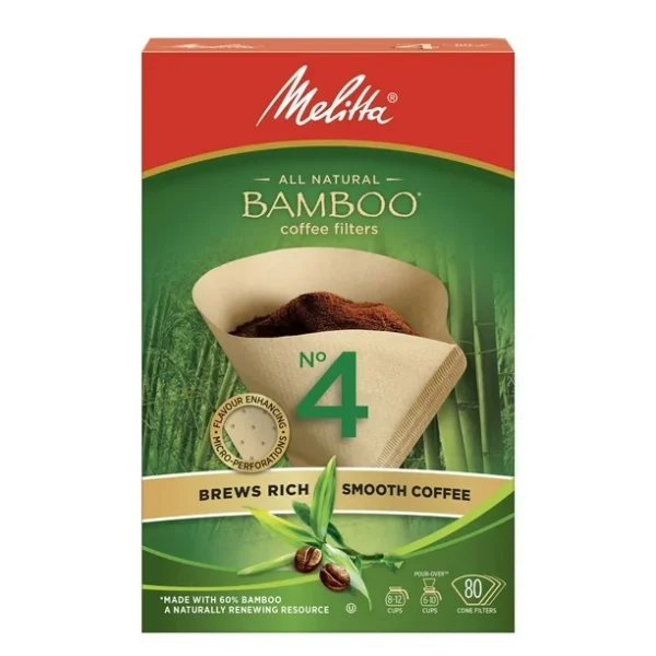 Melitta #4 Bamboo Coffee Filters, Pack of 80