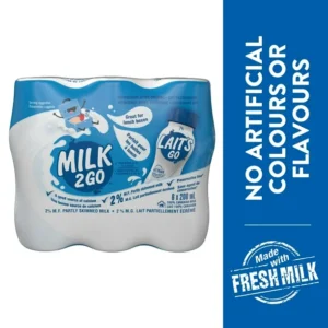 Milk2Go 2% Partly Skimmed Milk, 6 x 200 mL
