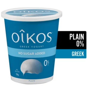 Oikos Fat Free Greek Yogurt, Plain, No Added Sugar, 750 g