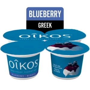 Oikos Greek Yogurt, Blueberry, Fruit on the Bottom, 2% M.F., 4 x 100 g
