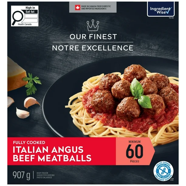 Our Finest Fully Cooked Italian Angus Beef Meatballs, 60 Pieces, 907g