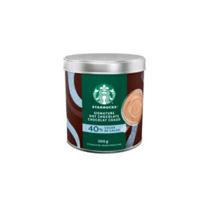 STARBUCKS SIGNATURE HOT CHOCOLATE Mix, 40% Cocoa, Proudly Prepared in Canada with 100% Rainforest Alliance Sustainably Sourced Cocoa, 300g Canister 300.000, 300g