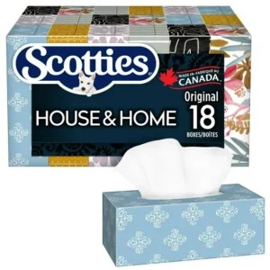 Scotties Original Everyday Care Facial Tissue, Hypoallergenic and Dermatologist Tested, 18 Boxes, 126 Tissues per Box,