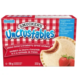 Smucker's Uncrustables Peanut Butter and Strawberry Spread Sandwich, Frozen, Pack of 4, SM 58G UNCR PB STW SW 4PK 8CT