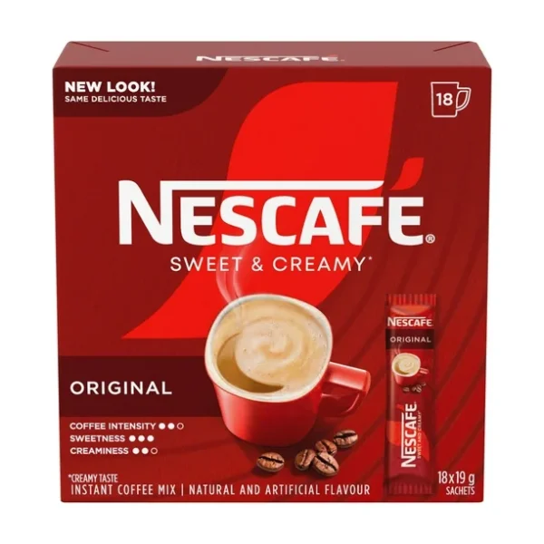 Sweet & Creamy Instant Coffee Mix, Single-serve Sachets Containing Coffee, Coffee Whitener & Sugar, Just Add Hot Water, 100% Responsibly Sourced Coffee, 351 g