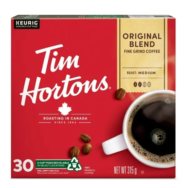 Tim Hortons Original Blended Coffee Keurig K-Cup 30ct, Keurig K-cup Pod 30ct